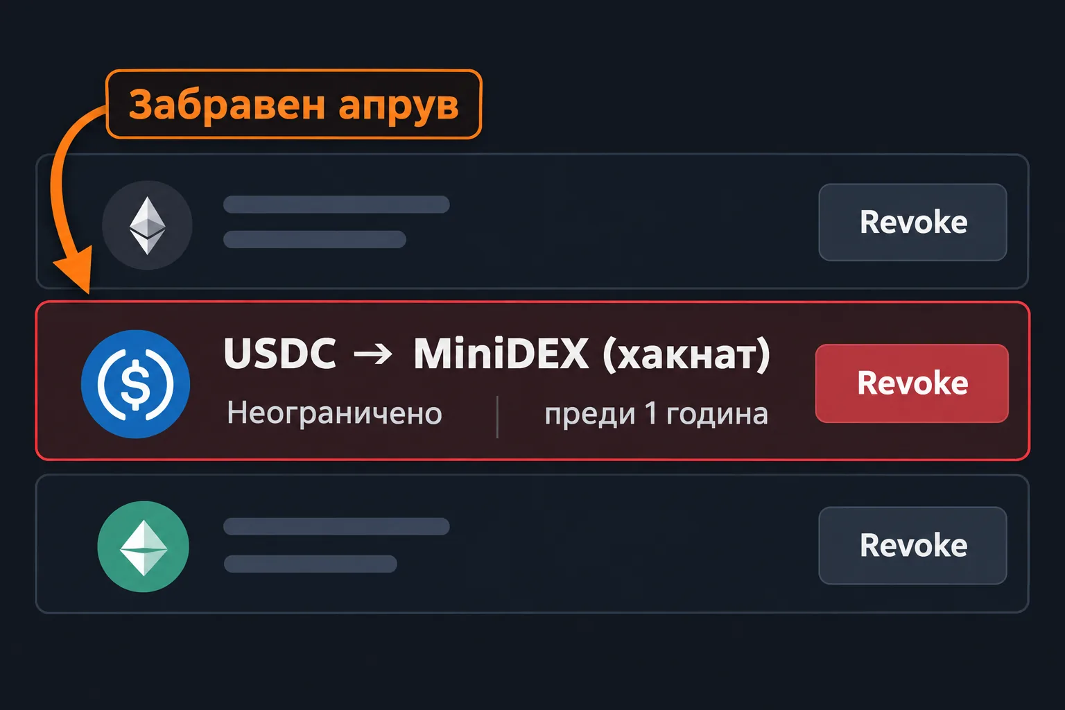 Списък с апруви: забравен неограничен апрув за USDC към хакнат DEX