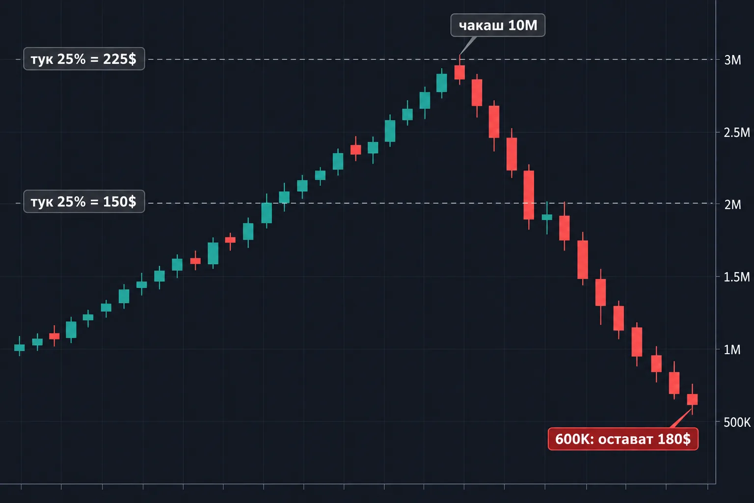 Графика: не продаваш на 2M и 3M и остатъкът пада до 180$